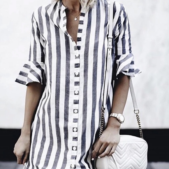 New-Button Down Shirt Dress Only 1 L Left - Picture 3 of 4